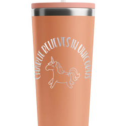 Unicorns RTIC Everyday Tumbler with Straw - 28oz - Peach - Single-Sided (Personalized)