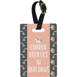 Unicorns Plastic Luggage Tag - Rectangular w/ Name or Text