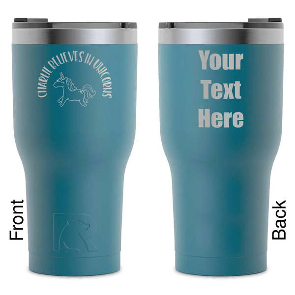 Custom Unicorns RTIC Tumbler - Dark Teal - Laser Engraved - Double-Sided (Personalized)