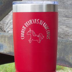 Unicorns 20 oz Stainless Steel Tumbler - Red - Single Sided (Personalized)