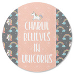 Unicorns Round Rubber Backed Coaster (Personalized)