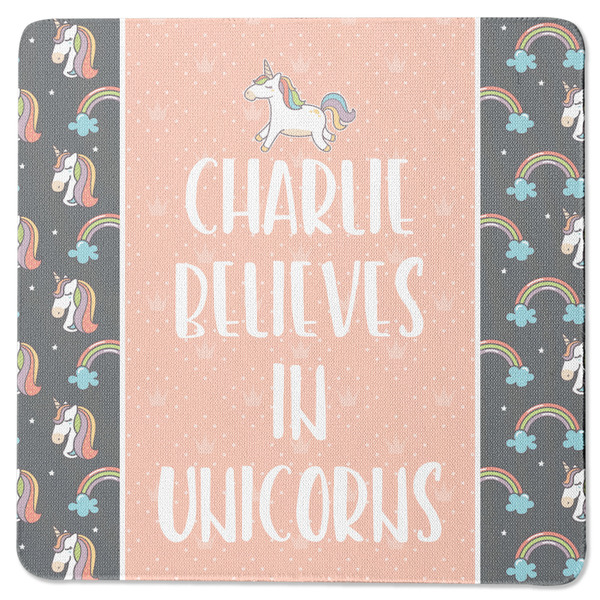 Custom Unicorns Square Rubber Backed Coaster (Personalized)