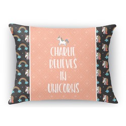 Unicorns Rectangular Throw Pillow Case - 12"x18" (Personalized)