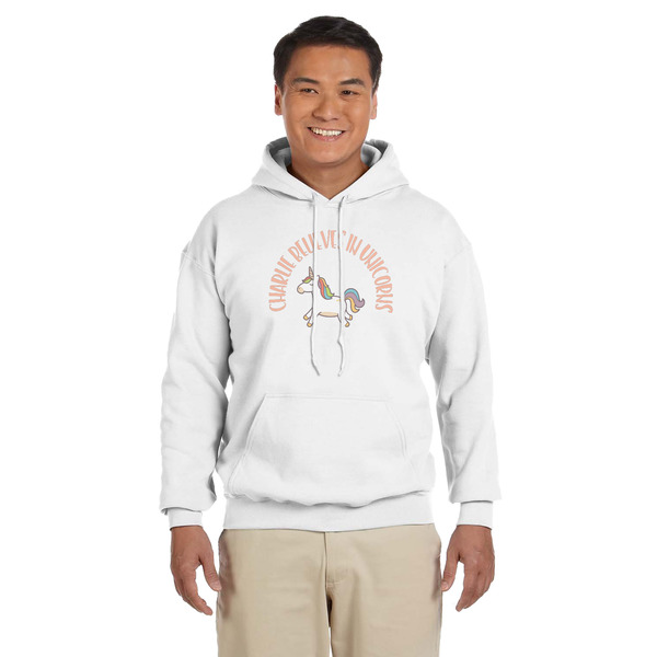 Custom Unicorns Hoodie - White - Large (Personalized)