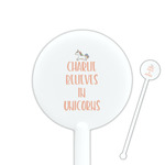 Unicorns 5.5" Round Plastic Stir Sticks - White - Double Sided (Personalized)