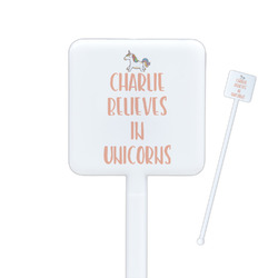 Unicorns Square Plastic Stir Sticks - Double Sided (Personalized)