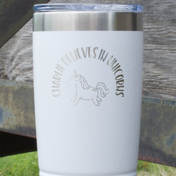 Unicorns 20 oz Stainless Steel Tumbler - White - Double Sided (Personalized)
