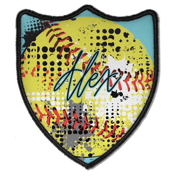 Custom Softball Iron On Shield Patch B w/ Name or Text