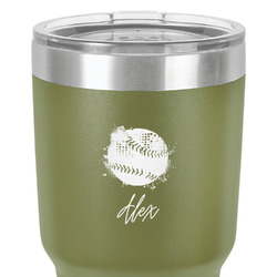 Softball 30 oz Stainless Steel Tumbler - Olive - Single-Sided (Personalized)