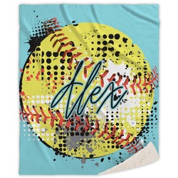 Softball Sherpa Throw Blanket - 60"x80" (Personalized)