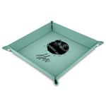 Softball Faux Leather Dice Tray - 9" x 9"  - Teal (Personalized)