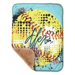 Softball Sherpa Baby Blanket - 30" x 40" w/ Name or Text