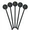 Softball Black Plastic 5.5" Stir Stick - Round - Fan View