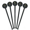 Softball Black Plastic 7" Stir Stick - Round - Fan View