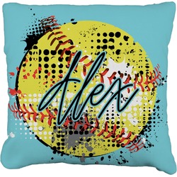 Softball Faux-Linen Throw Pillow 18" (Personalized)