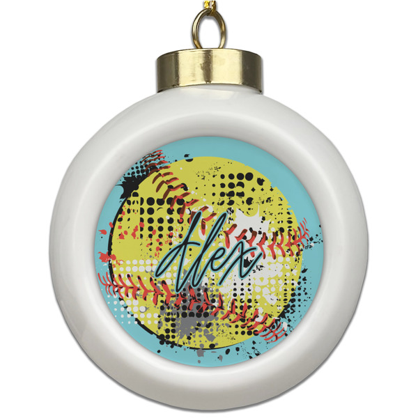 Custom Softball Ceramic Ball Ornament (Personalized)