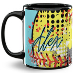 Softball 11 Oz Coffee Mug - Black (Personalized)