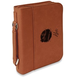 Softball Leatherette Bible Cover with Handle & Zipper - Large - Double Sided (Personalized)
