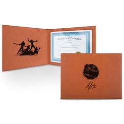 Softball Leatherette Certificate Holder - Front and Inside (Personalized)