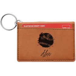 Softball Leatherette Keychain ID Holder - Double Sided (Personalized)