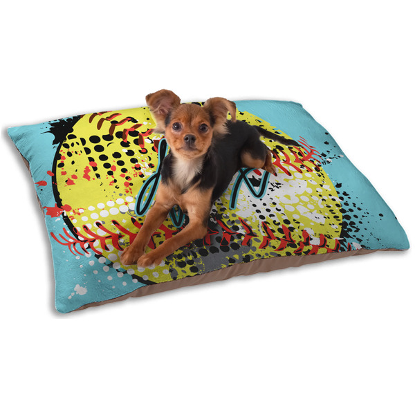 Custom Softball Dog Bed - Small w/ Name or Text