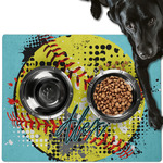 Softball Dog Food Mat - Large w/ Name or Text