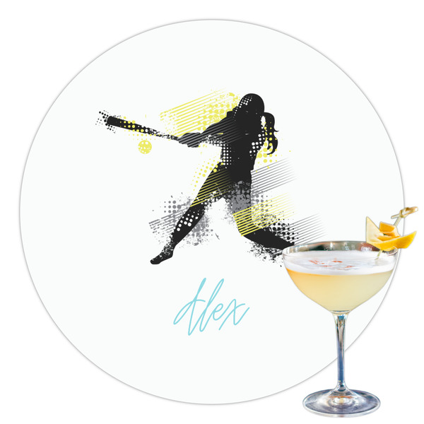 Custom Softball Printed Drink Topper - 3.5" (Personalized)