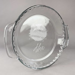 Softball Glass Pie Dish - 9.5in Round (Personalized)