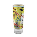 Softball 2 oz Shot Glass -  Glass with Gold Rim - Set of 4 (Personalized)