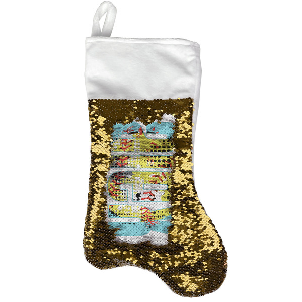 Custom Softball Reversible Sequin Stocking - Gold (Personalized)