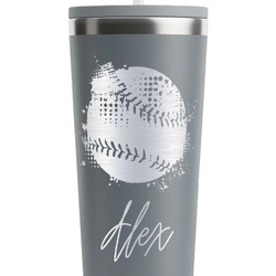 Softball RTIC Everyday Tumbler with Straw - 28oz - Grey - Double-Sided (Personalized)