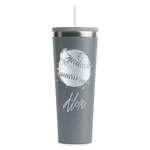 Softball RTIC Everyday Tumbler with Straw - 28oz - Grey - Single-Sided (Personalized)