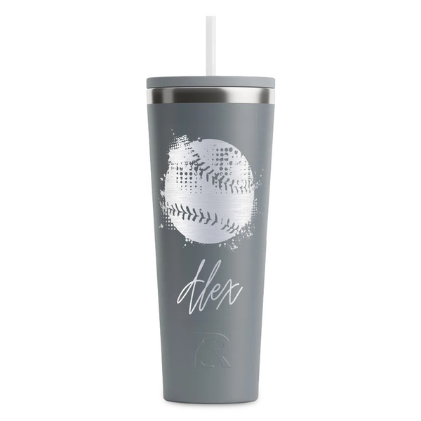 Custom Softball RTIC Everyday Tumbler with Straw - 28oz - Grey - Single-Sided (Personalized)