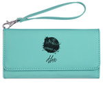 Softball Ladies Leatherette Wallet - Laser Engraved- Teal (Personalized)