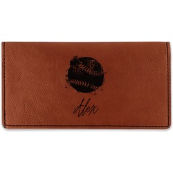 Softball Leatherette Checkbook Holder - Double Sided (Personalized)