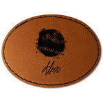 Softball Faux Leather Iron On Patch - Oval (Personalized)