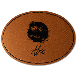 Softball Faux Leather Iron On Patch - Oval (Personalized)