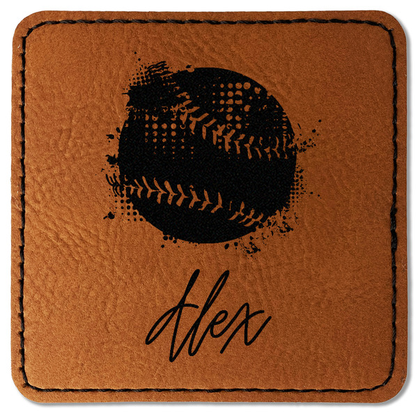 Custom Softball Faux Leather Iron On Patch - Square (Personalized)