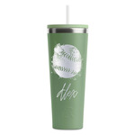 Softball RTIC Everyday Tumbler with Straw - 28oz - Light Green - Double-Sided (Personalized)