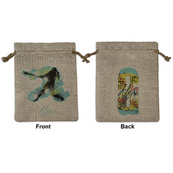 Softball Medium Burlap Gift Bag - Front & Back (Personalized)