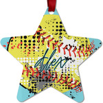 Softball Metal Star Ornament - Double Sided w/ Name or Text