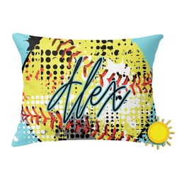 Softball Outdoor Throw Pillow (Rectangular) (Personalized)