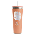 Softball RTIC Everyday Tumbler with Straw - 28oz - Peach - Single-Sided (Personalized)