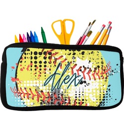Softball Neoprene Pencil Case - Small w/ Name or Text