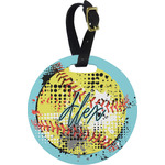 Softball Plastic Luggage Tag - Round (Personalized)