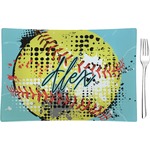 Softball Glass Rectangular Appetizer / Dessert Plate (Personalized)