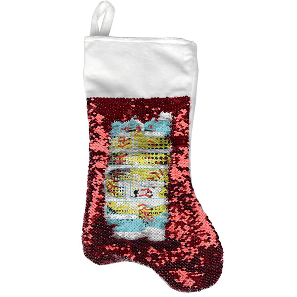 Custom Softball Reversible Sequin Stocking - Red (Personalized)