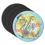 Softball Round Rubber Backed Coasters - Set of 4 (Personalized)