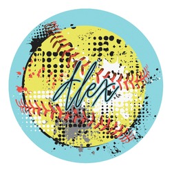 Softball Round Decal - Small (Personalized)