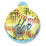 Softball Round Pet ID Tag - Large (Personalized)